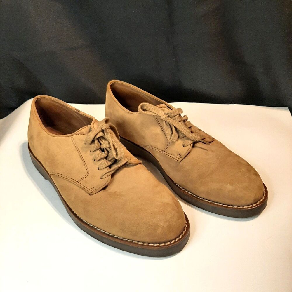 G.H. BASS Churchill Mens 10.5 Tan Nubuck Leather Lace Up Oxford Office Shoe